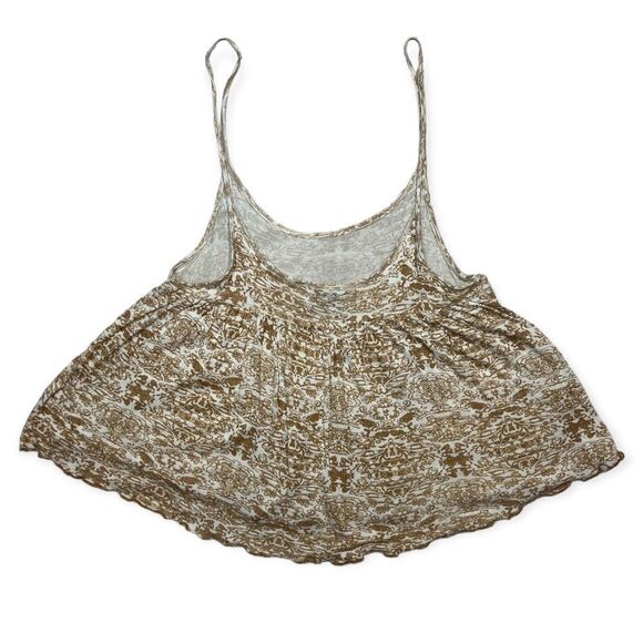 Urban Outfitters Fearne Floaty Babydoll Cami in Tan/White Print - Picture 4 of 7